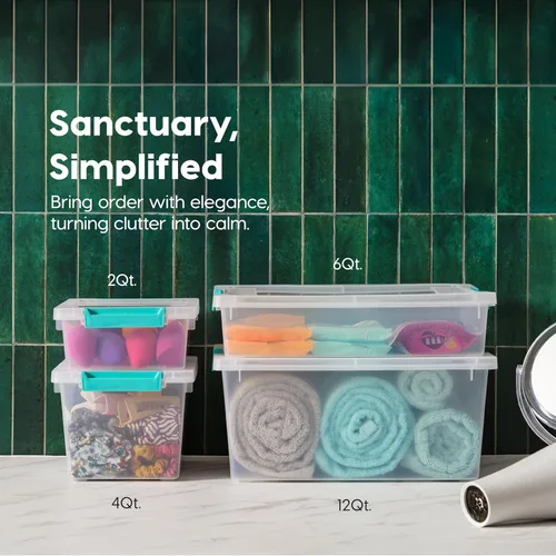 Miniatura 7 de IRIS USA - Contenedores de almacenamiento de plástico de 6 cuartos con tapas, paquete de 4, contenedores sensoriales, almacenamiento