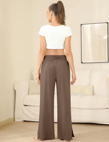 Miniatura 4 de DACESLON Pantalones de yoga para mujer, casuales, holgados, de pierna ancha, cómodos, de cintura alta, con bolsillos