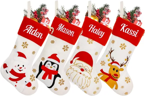 Miniatura 18 de Calcetines de Navidad personalizados para perros y gatos, calcetín de Navidad bordado con nombre personalizado en forma de pata de mascota o hueso