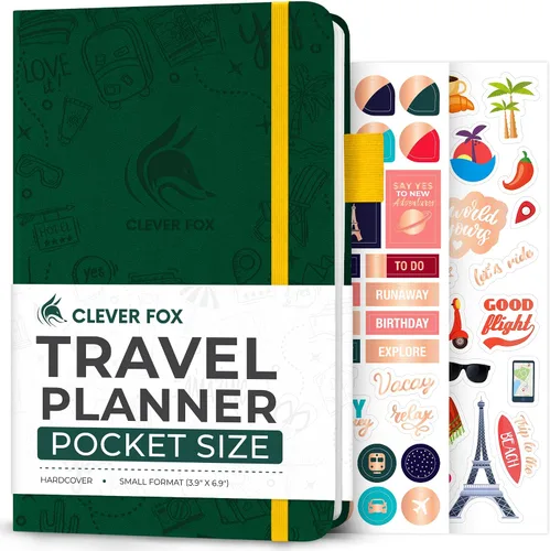 Miniatura 8 de Clever Fox Bolsillo para diario de viaje, organizador de itinerarios de vacaciones y viajes por carretera, diario de memoria de viaje, cuaderno