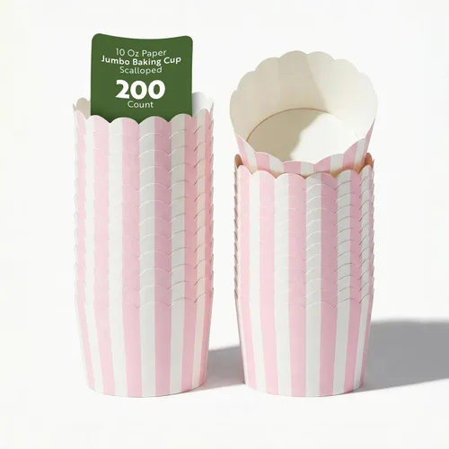 Miniatura 40 de Restaurantware Paquete de 200 moldes de papel para cupcakes de 3.38 onzas, resistentes a la grasa, festoneados para horno, elegantes tazas