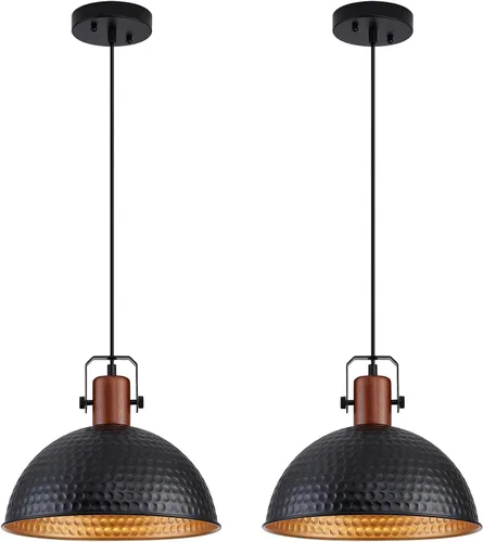 Miniatura 16 de Luces Colgantes Azules de 12 Pulgadas Martilladas Mate, Luces Colgantes para Isla de Cocina Estilo Industrial Granja, Altura Ajustable, Lámparas