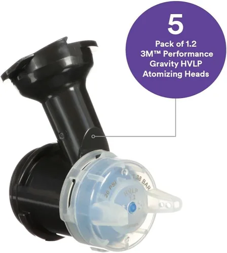 Miniatura 2 de 3M Performance Gravity HVLP Kit de recambio de cabezal atomizador 26712, tamaño 1.2, azul, para uso con pistola de pulverización Performance y vasos