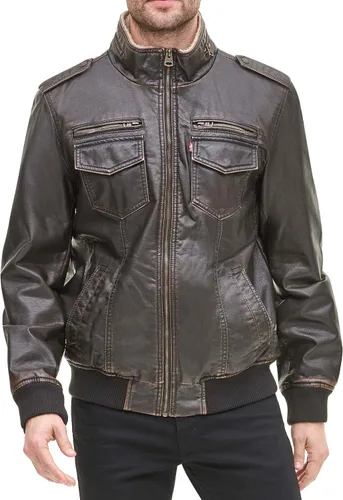 Miniatura 3 de Levis Mens Faux Leather Sherpa Aviator Bomber Jacket