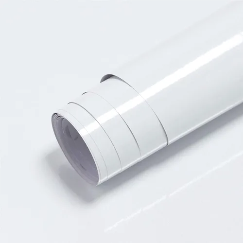 Kitico Papel de contacto blanco de 15.7 x 197 pulgadas, papel tapiz blanco brillante para encimera/gabinete, papel de pared autoadhesivo extraíble,