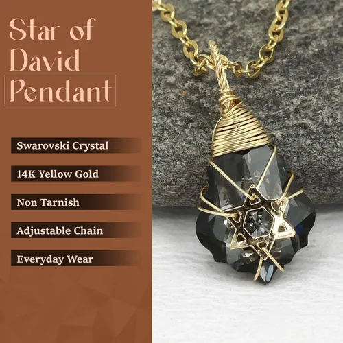 Miniatura 28 de Collar de estrella de David para mujeres y hombres, collar de estrella judía relleno de oro de 14 quilates, collar de Israel