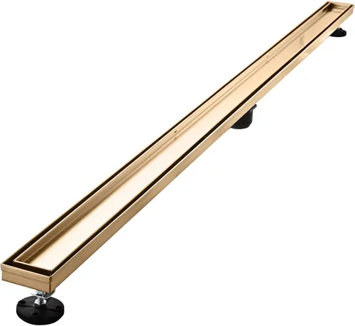 Miniatura 20 de AVSIILE Desagüe lineal de suelo de ducha, kit de drenaje de baño de acero inoxidable 304 de color dorado cepillado de 48 pulgadas, drenaje Oro