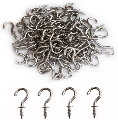 Miniatura 7 de Ganchos de techo negros pequeños de 1/2 pulgadas, ganchos de luz atornillados, gancho de joyería para bricolaje (paquete de 60 unidades)