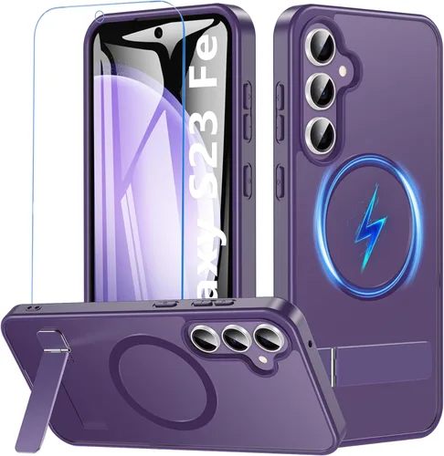 Miniatura 20 de OWKEY Funda para Samsung Galaxy A37/A36 Bark Phone Pro 5G con soporte, magnética, a prueba de golpes, para Magsafe translúcida mate, transparente