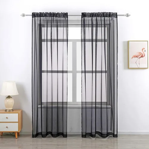 Miniatura 2 de GYROHOME Cortina de gasa transparente con bolsillo para barra, filtro de luz solar, protege la privacidad de poliéster transparente para sala