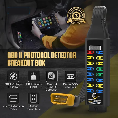 Miniatura 4 de Caja de ruptura OBD2, con pantalla de voltaje, indicador LED y detector de protocolo OBDII automotriz para detección