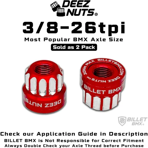 Miniatura 2 de BILLET BMX™ Deez Nuts™ Tuercas de eje de bicicleta de 12 puntos 3/8"-26 tpi (paquete de 2)