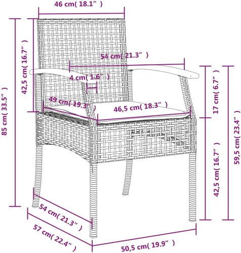 Miniatura 7 de 5-Piece Patio Dining Set Outdoor Furniture Grey Synthetic PE Rattan Modern Design for Garden, Balcony, and Porch