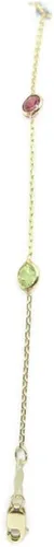 Miniatura 5 de Sophia Fine Jewelry Tobillera multicolor de 10 pulgadas, cadena de oro amarillo de 14 quilates con cierre de langosta, Gema