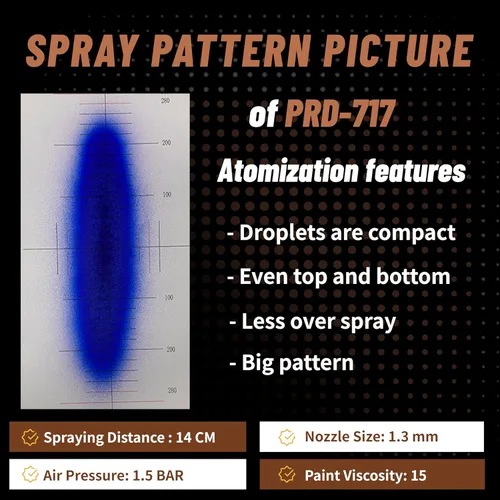 Miniatura 4 de Pistola Pulverizadora PRD-717 Tipo VS con Boquilla Dividida de 1.3mm para Repintado Automotriz, Marrón