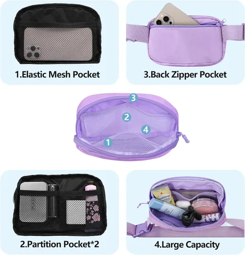 Miniatura 182 de Riñonera cruzada para mujeres y hombres, bolsa para cinturón para senderismo con correa ajustable, riñonera para correr, entrenamiento, deportes