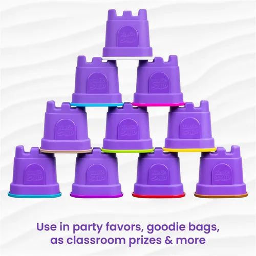 Miniatura 7 de Kinetic Sand, paquete de 10 contenedores de castillo de 10 colores de arena de juego para recuerdos de fiesta, bolsas de regalo, regalos