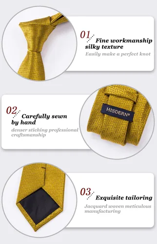 Miniatura 123 de HISDERN Conjunto de corbata a cuadros a cuadros pañuelo tejido clásico formal para hombre corbata y bolsillo cuadrado