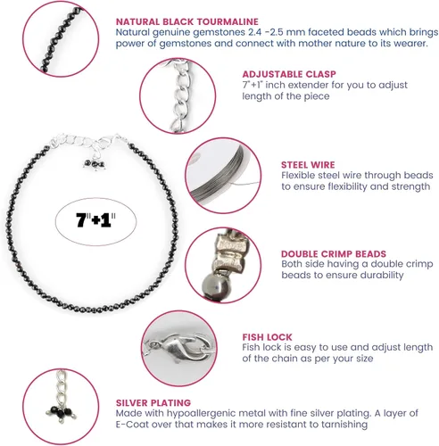 Miniatura 28 de Gempires - Pulseras de cuentas de piedras preciosas hechas a mano, ligeras, de cristal, para uso diario, hipoalergénicas, de 8 pulgadas, chapadas