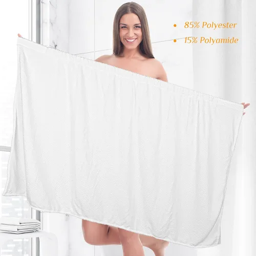 Miniatura 4 de Tigeen 2 Pcs Towel Wrap for Women Lightweight Spa Robe with Adjustable Closure Elastic Top Soft Bathrobe Spa Wrap
