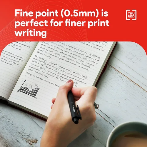 Miniatura 5 de TRU RED Bolígrafos de gel retráctiles, punta fina de 0.020 in, tinta negra, paquete de 12 bolígrafos de secado rápido para una escritura precisa