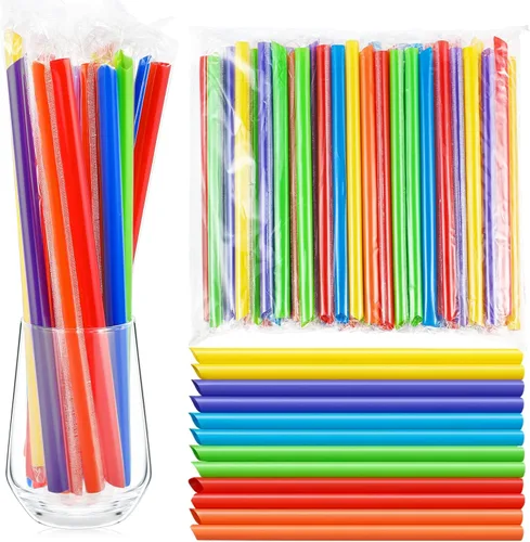 Miniatura 19 de Tessco for you 600 piezas de 25 cm de pajitas jumbo para batidos a granel de 10 mm de plástico desechable con burbujas de té de boca ancha envueltas