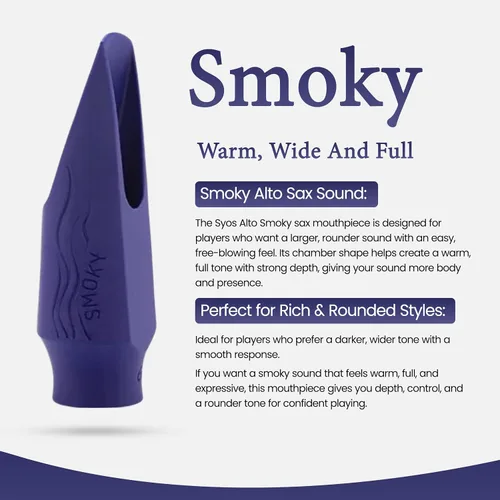 Miniatura 4 de Syos Boquilla para saxofón alto, Modelo Smoky, Mejora el sonido de tu saxofón alto con esta boquilla de saxofón alto fácil de tocar, oscura y cálida