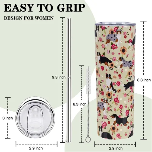 Miniatura 3 de Border Collie - Vaso de acero inoxidable, regalos para amantes de los perros para mujeres, tazas de café de viaje para perros para bebidas frías