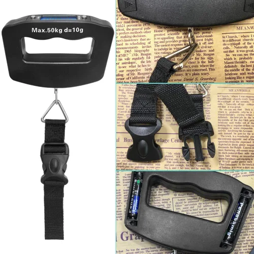Miniatura 4 de AFUNTA Báscula de equipaje de 110.2 lbs y 0.35 oz, 2 básculas de equipaje digitales de mano para maletas, báscula digital electrónica para colgar