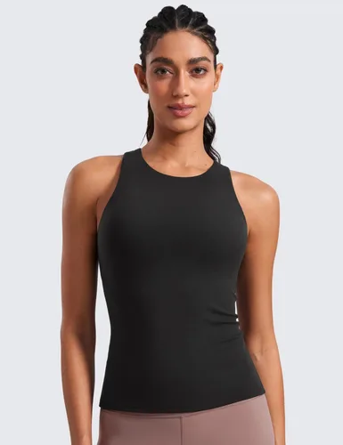Miniatura 2 de CRZ YOGA Butterluxe - Camiseta sin mangas de entrenamiento para mujer, con espalda cruzada, acolchada, cuello alto, para yoga, atlética con brasier