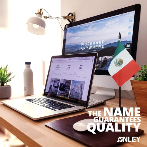 Miniatura 2 de Anley Juego de Bandera de Escritorio Deluxe de México - Bandera de Escritorio Mexicana en Miniatura de 6 x 4 Pulgadas con Poste Sólido de 12