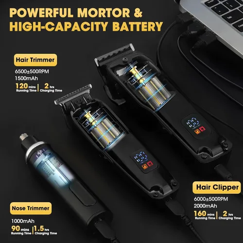Miniatura 6 de Dumite Kit de recorte de pelo 4 en 1 para hombres, recortador profesional de hoja en T, afeitadora eléctrica de lámina, recortador de pelo nasal