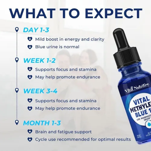 Miniatura 5 de Vital Methylene Blue Drops 1% - Grado farmacéutico azul de metileno para humanos, apoya la energía celular y la función cognitiva, vegano, sin OMG