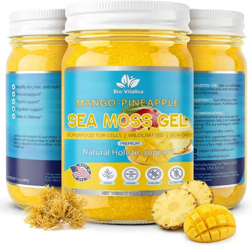 Miniatura 17 de BioVitalica - Gel orgánico de musgo marino irlandés de 12 onzas, fabricado en Estados Unidos, Dr.Sebi Wildcrafted Seamoss - Superalimento vegano