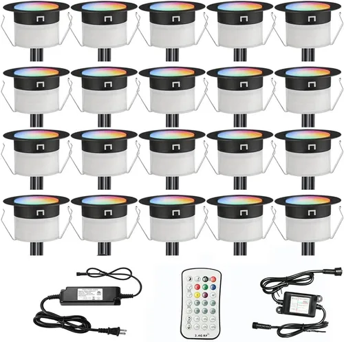 Miniatura 14 de Kit de luces LED para cubierta FVTLED, 10 piezas Φ1.22 WiFi Smart Phone Control de bajo voltaje empotrable RGBW para iluminación de cubierta Rgbw