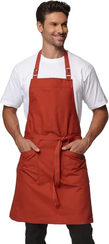 Miniatura 10 de Delantales de chef para hombres y mujeres con bolsillos grandes, delantal de lona, impermeable, profesional, con 2 bolsillos, 4251 GB