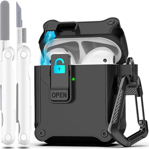 Miniatura 28 de R-fun - Funda para audífonos compatible con AirPods de 4.ª generación 2024, cubierta protectora de expulsión automática a prueba de caídas, puerto