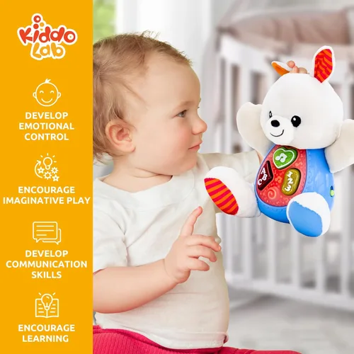 Miniatura 2 de KiddoLab Juguete de peluche de conejo de Pascua, animal de peluche musical con 3 botones iluminados, 8 divertidas rimas y efectos de sonido, relleno
