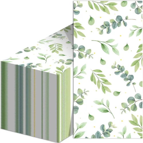50 servilletas desechables de papel de eucalipto para invitados, toallas de papel suaves y absorbentes, para baño, cocina, fiestas, cenas o eventos