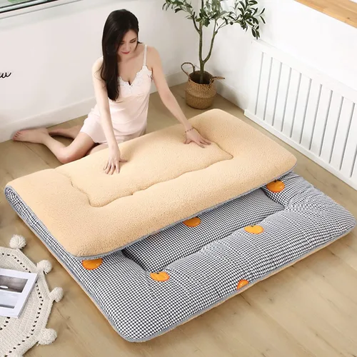 Miniatura 11 de Cubrecolchón de futón plegable japonés, colchón enrollable, colchón individual para dormir, para camping, 3.1 in de grosor, cama portátil de Negro