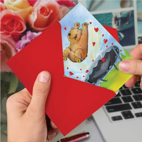 Miniatura 6 de NobleWorks Divertida tarjeta de felicitación del día de San Valentín con sobre de 5 x 7 pulgadas (1 tarjeta) oso de trampolín C10442VDG