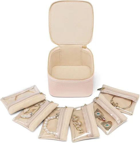 Vlando Regalos para profesores, joyero con 6 bolsas de terciopelo para joyas, almacenamiento de joyas de viaje para mujeres y niñas, organizador de