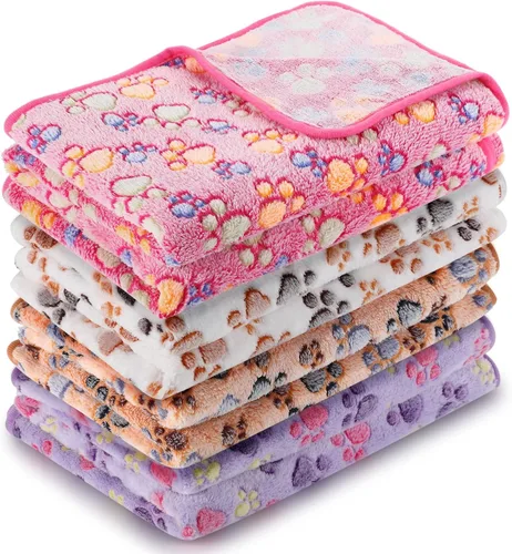 Miniatura 20 de Tatuo Paquete de 4 mantas de forro polar para perros cachorros y gatos, tapete de dormir de varios tamaños para mascotas, conejillos de indias, Beige