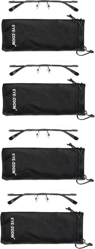 Miniatura 7 de Paquete de 4 lentes de lectura unisex con marco de metal sin montura con bolsa para hombres y mujeres