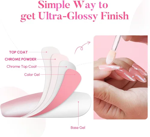 Miniatura 4 de AIMEILI Polvo de uñas de cromo perlado, vegano, libre de crueldad, 12 colores Aurora Metálico Holográfico efecto espejo pigmento para arte de uñas