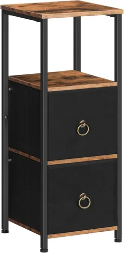 HOOBRO Gabinete esquinero, estante esquinero de 4 niveles con 2 cajones, gabinete de piso de baño, gabinete de almacenamiento estrecho, para baño,