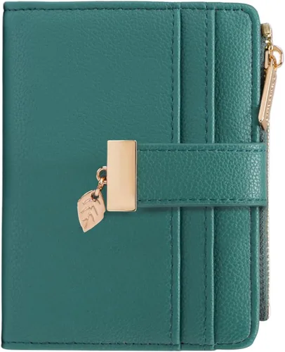 Miniatura 10 de Billetera pequeña para mujer, plegable, de piel suave, tarjetero con ventana de identificación, con cremallera, bolsillo para monedas, carteras