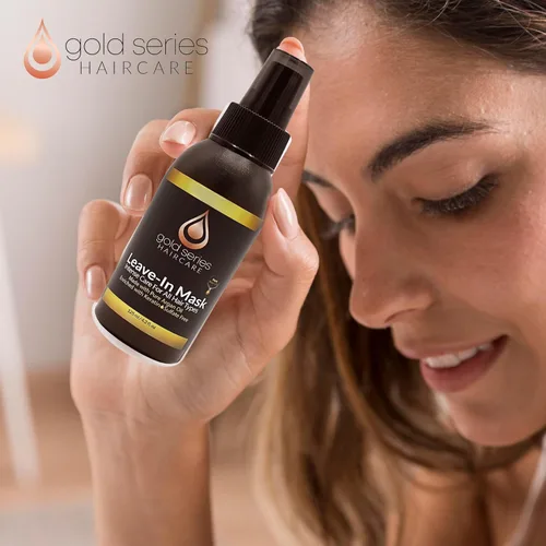 Miniatura 7 de Gold Series - Mascarilla sin enjuague para el cabello, aceite de argán enriquecida con queratina, nutritiva y desenredante suavemente