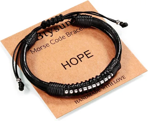 Miniatura 52 de Regalos inspiradores para hombres, pulseras con código morse, pulseras para hombre, regalos de graduación para él, Día del Padre, pulsera de cuero