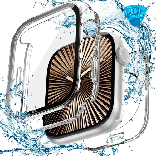 Miniatura 26 de 3 en 1 Goton Estuche impermeable duro para Apple Watch, protector de pantalla de 40mm, cubierta frontal de vidrio templado protectora completa